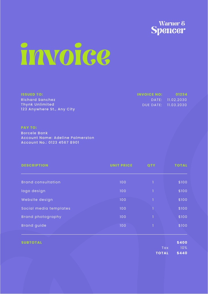Bold invoice template